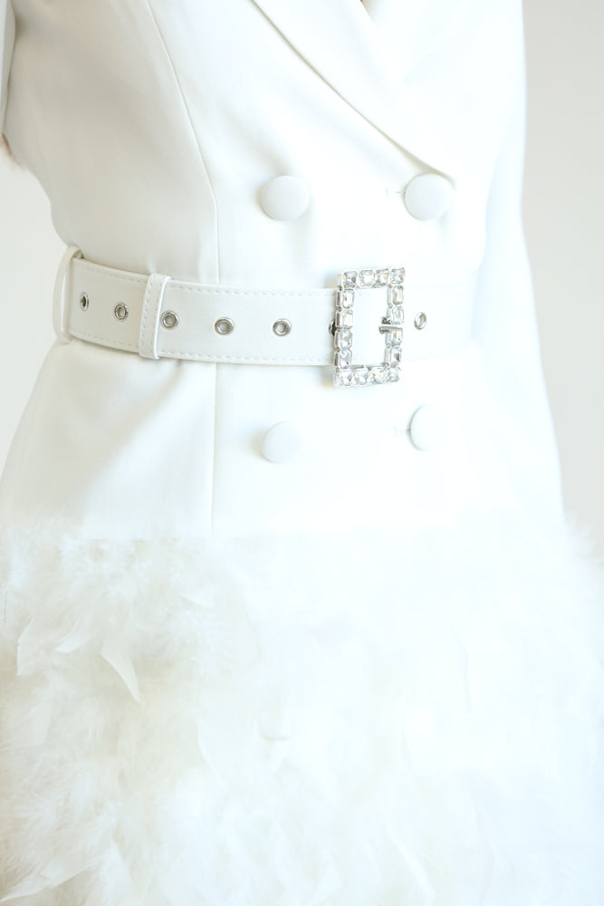 ARIANA WHITE FEATHER DRESS