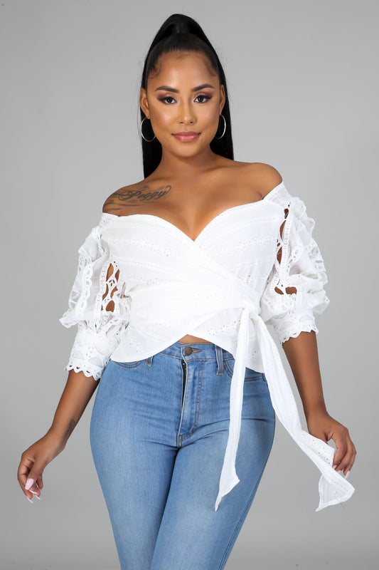 LILY WRAP PUFF SLEEVE TOP